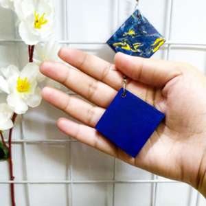 Mix blue with golden marble Earrings by Grafi Doodles