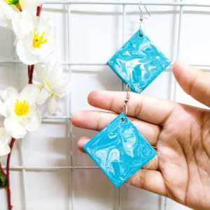 Blue marble earrings by Grafi Doodles