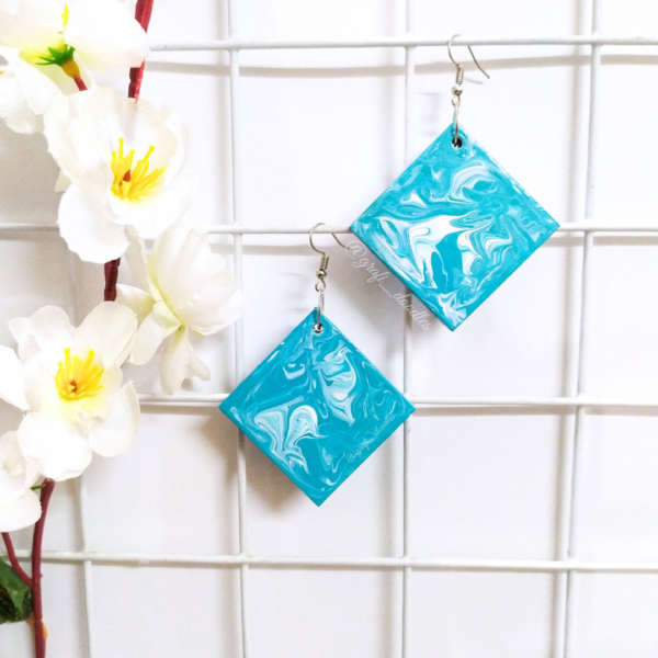 Blue marble Earrings by Grafi Doodles