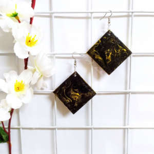 Black and Golden marble Earrings by Grafi Doodles