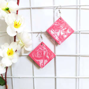 pink marble Earrings by Grafi Doodles