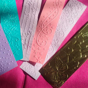 embossed ribbons.