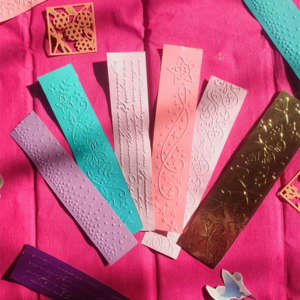 embossed ribbons.