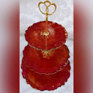 Blush Pink And Golden Resin 3 Tier Cake Stand