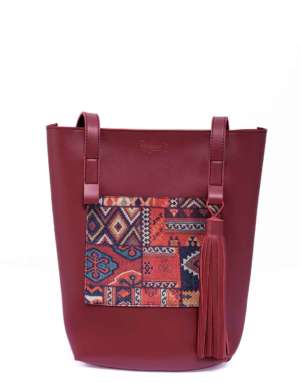 MAROON TURKISH COLORBLOCK TOTE BAG
