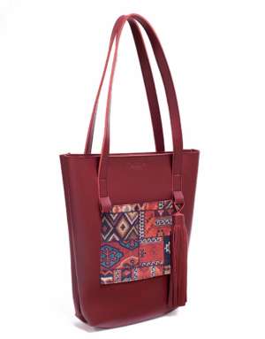 MAROON TURKISH COLORBLOCK TOTE BAG