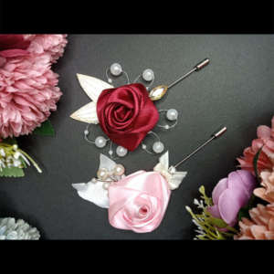 Blush Pink and Maroon Wedding Boutonniere
