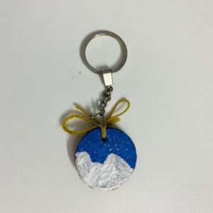 Mountain Wooden Log Keychain