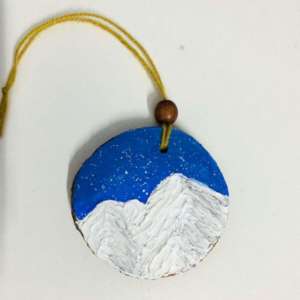 Mountain Textured Art Wooden Log Hanging